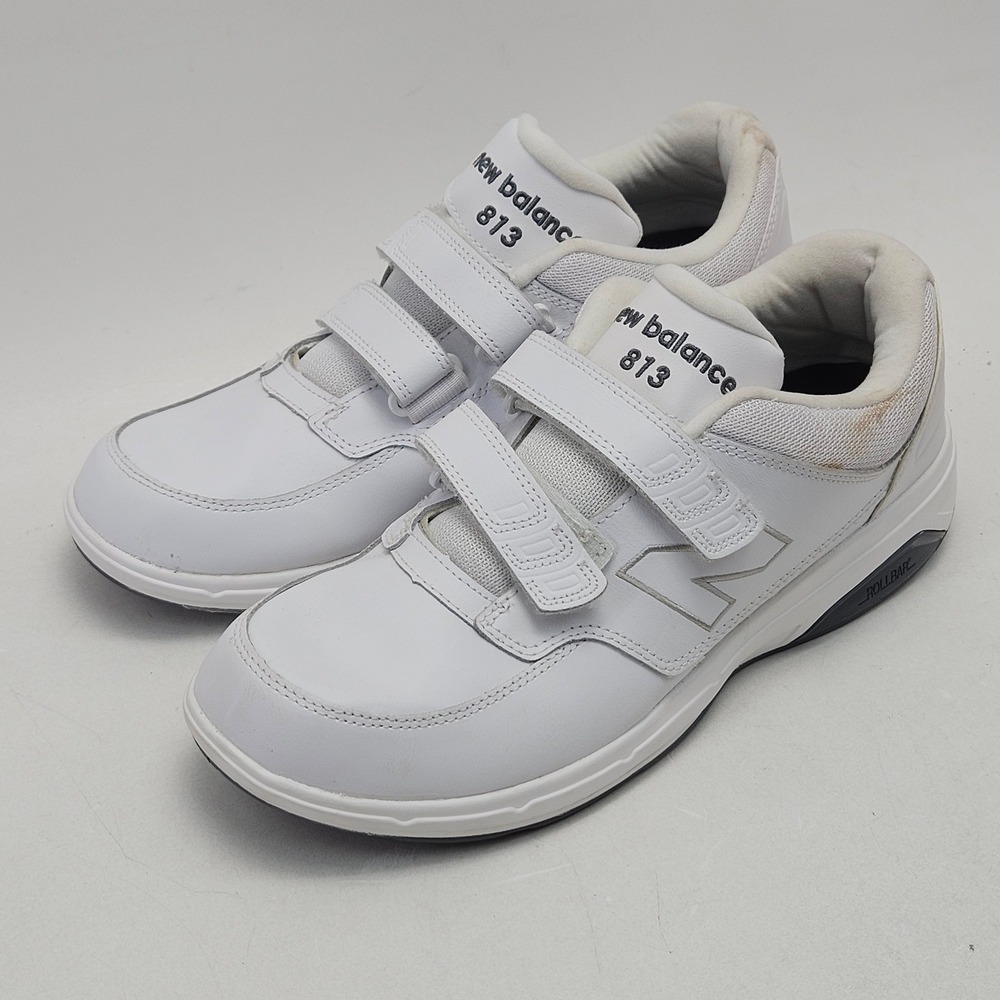 New Balance 813 Mens White Leather Hook Loop Walking Shoes MW813HWT Size 9.5 D